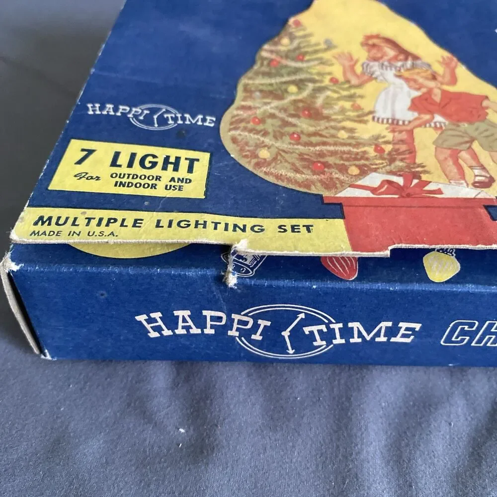 Vintage 2 Wire Christmas Tree Light Strand C-9 Sears-Roebuck Original Box